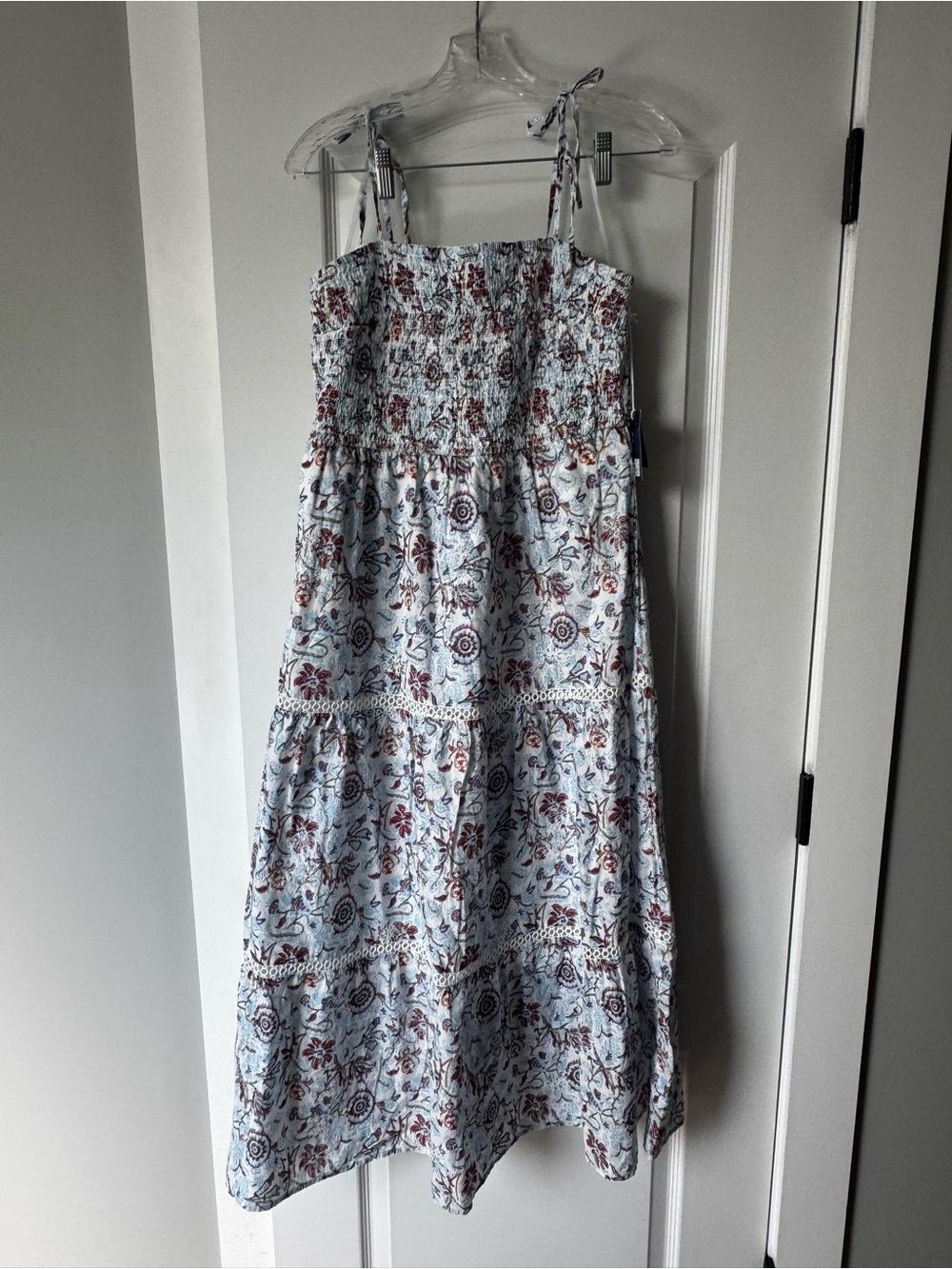 Roller Rabbit White Maxi Dress with Blue and Burgundy Floral Print - sold out!